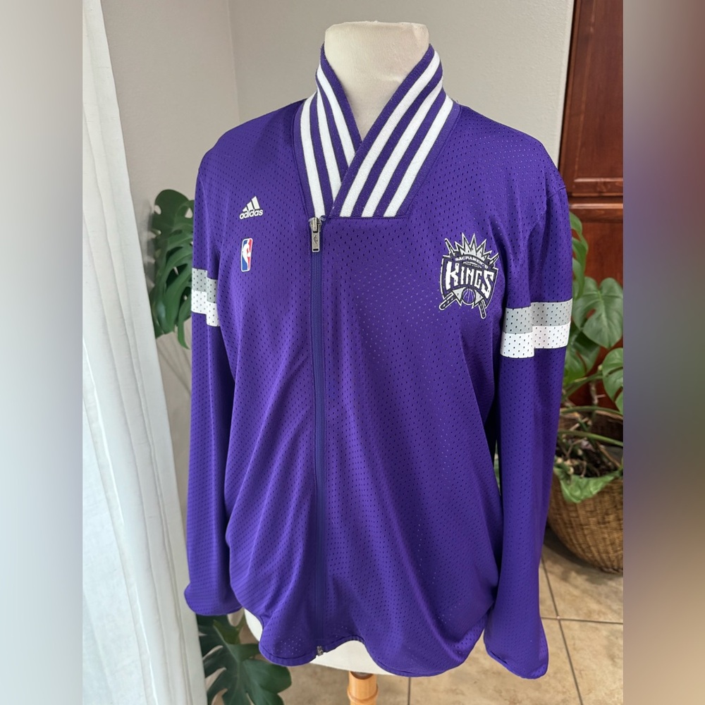 Adidas Sacramento Kings‎ Mesh Warm-Up Jacket Purple XL (Vintage Logo)